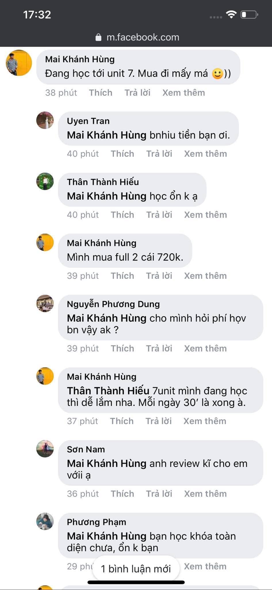 Trải nghiệm trong khoá học